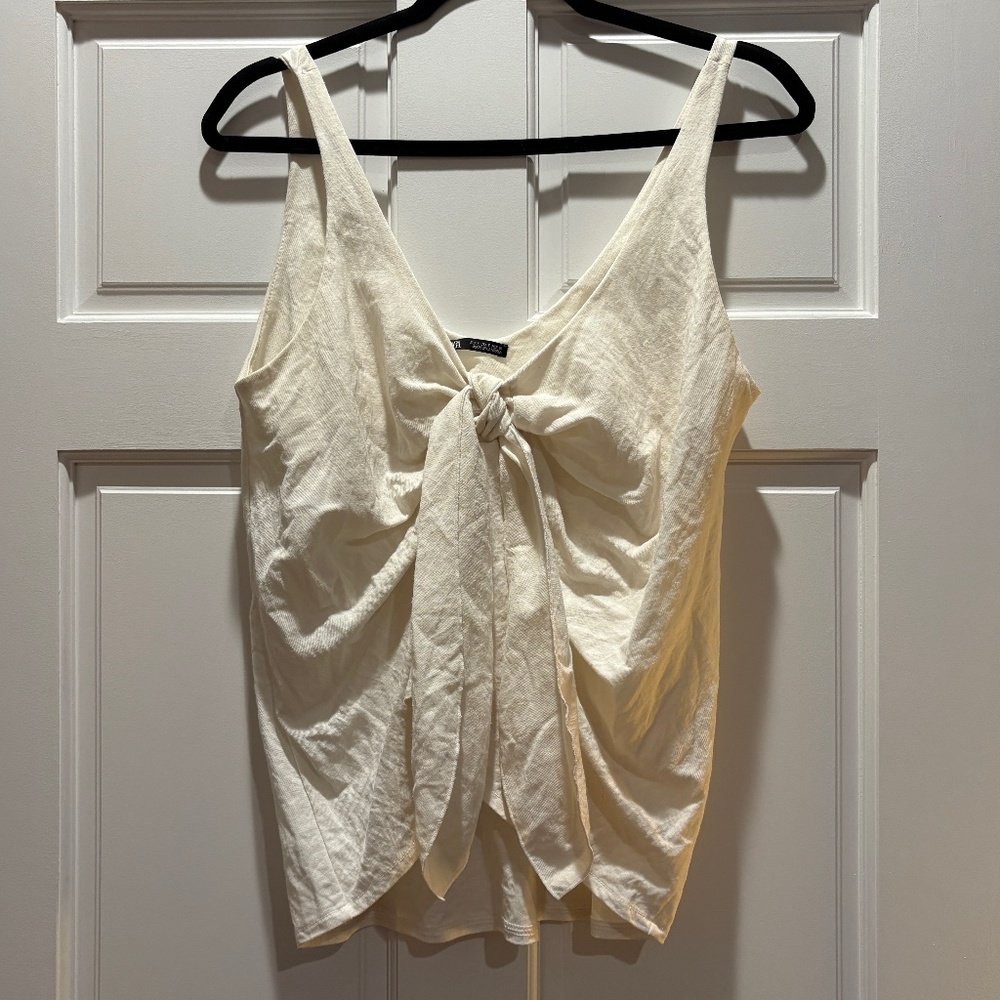 Zara Cream Going Out Flowy Top Size Small